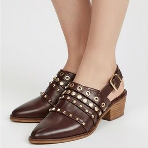 Vintage Havana Leather Slingback Shoes Booties size 6.5 - Deep Brown NWOB